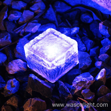 Wason Outdoor Garden Solar Glass Brick Light Waterproof LED Square Solar Ice Floor Tile Buried Light Ice Cube Rocks Garden Light